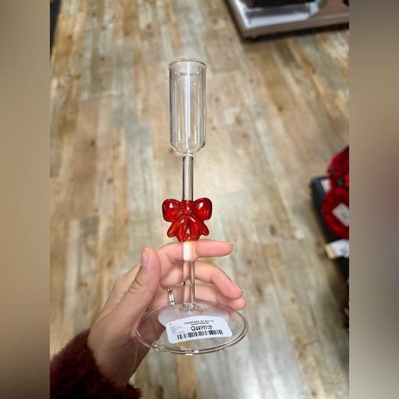 Other - Red bow candle holder Glass Valentine’s